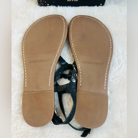 Bernardo Black T Strap Studded Leather sandal - Picture 11 of 13